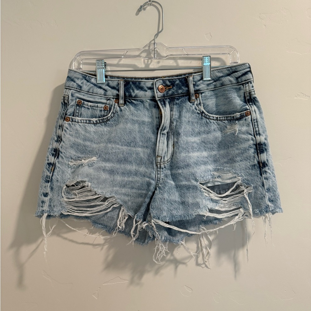 American Eagle Outfitters Ripped Light Blue Jean Shorts